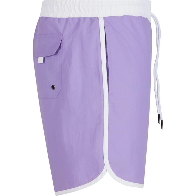 Lavender-White - Side - Urban Classics Mens Retro Swim Shorts