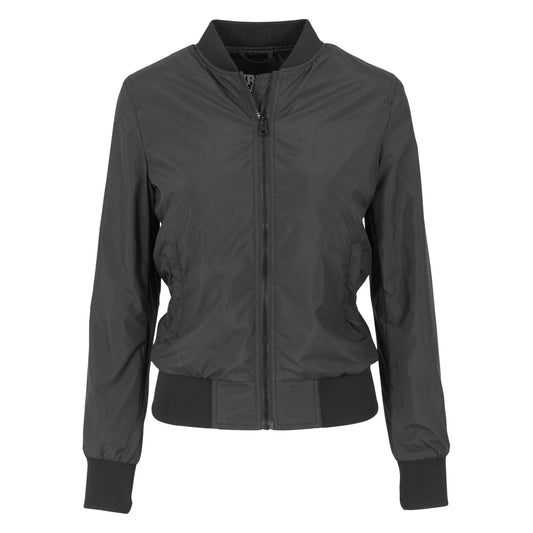 Black - Front - Urban Classics Womens-Ladies Lights Bomber Jacket