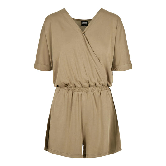 Khaki Brown - Front - Urban Classics Womens-Ladies Modal Short Jumpsuit