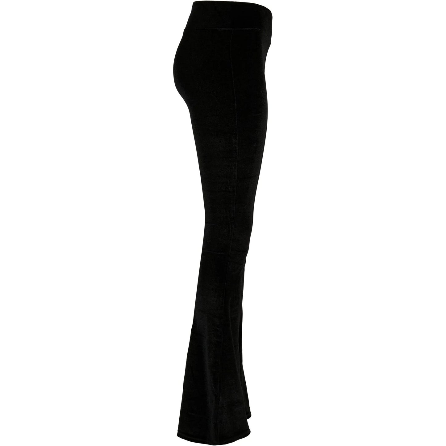 Black - Lifestyle - Urban Classics Womens-Ladies Velvet High Waist Bootcut Leggings