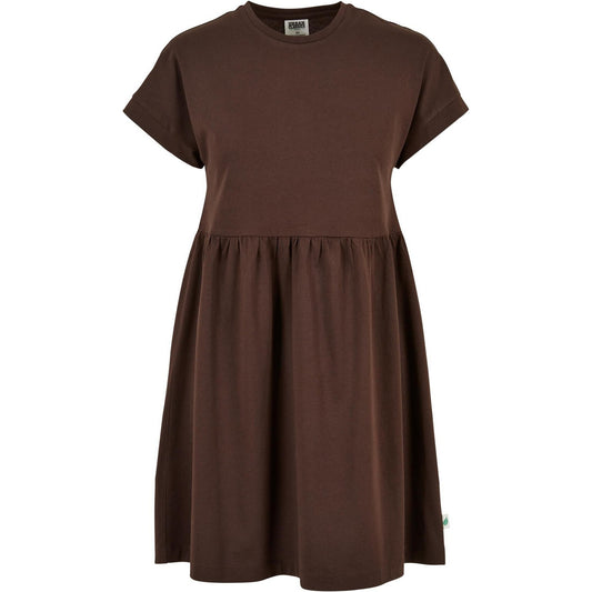 Brown - Front - Urban Classics Womens-Ladies Empire Valance Organic T-Shirt Dress
