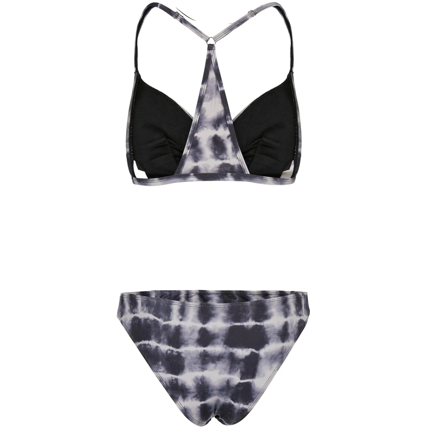 Black-White - Back - Urban Classics Womens-Ladies Tie Dye Triangle Triangle Back Bikini