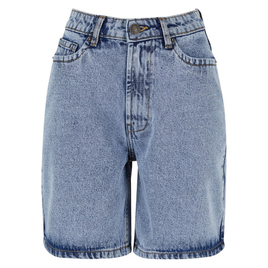 Tinted Washed Light Blue - Front - Urban Classics Womens-Ladies 90s Shorts