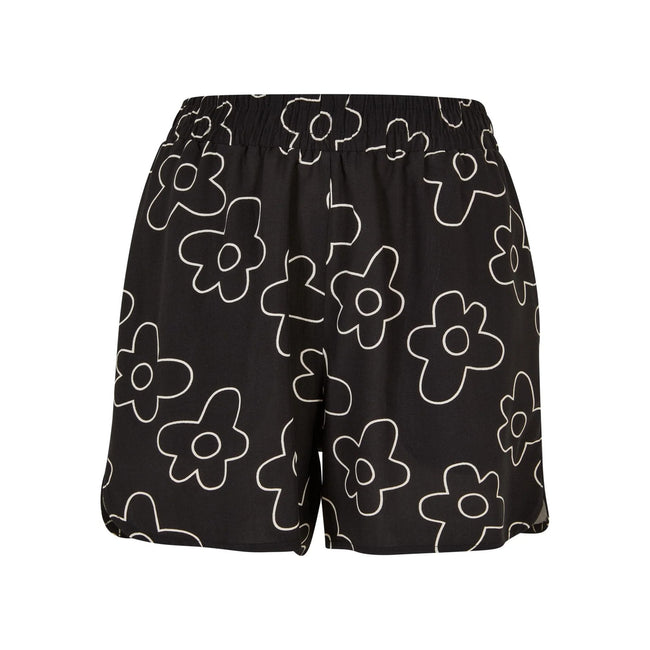 Black - Front - Urban Classics Womens-Ladies Viscose All-Over Print Resort Shorts