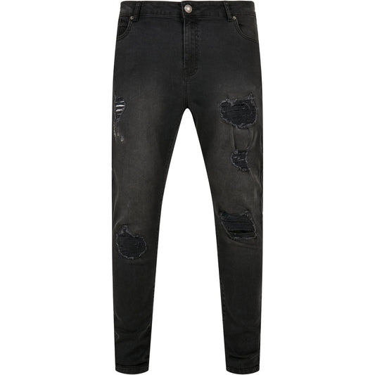 Black - Front - Urban Classics Mens Heavy Destroyed Slim Jeans