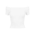 White - Front - Urban Classics Womens-Ladies Ribbed Off Shoulder T-Shirt