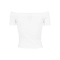 White - Back - Urban Classics Womens-Ladies Ribbed Off Shoulder T-Shirt