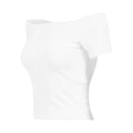 White - Side - Urban Classics Womens-Ladies Ribbed Off Shoulder T-Shirt