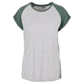 Light Grey-Pale Leaf - Front - Urban Classics Womens-Ladies Contrast Raglan T-Shirt