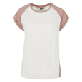 White Sand-Dusk Rose - Front - Urban Classics Womens-Ladies Contrast Raglan T-Shirt