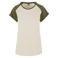 White Sand-Olive - Front - Urban Classics Womens-Ladies Contrast Raglan T-Shirt
