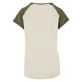 White Sand-Olive - Back - Urban Classics Womens-Ladies Contrast Raglan T-Shirt