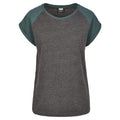 Charcoal-Bottle Green - Front - Urban Classics Womens-Ladies Contrast Raglan T-Shirt