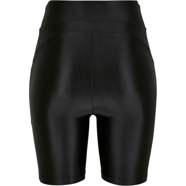 Black - Back - Urban Classics Womens-Ladies Metallic Shiny High Waist Cycling Shorts (Pack of 2)