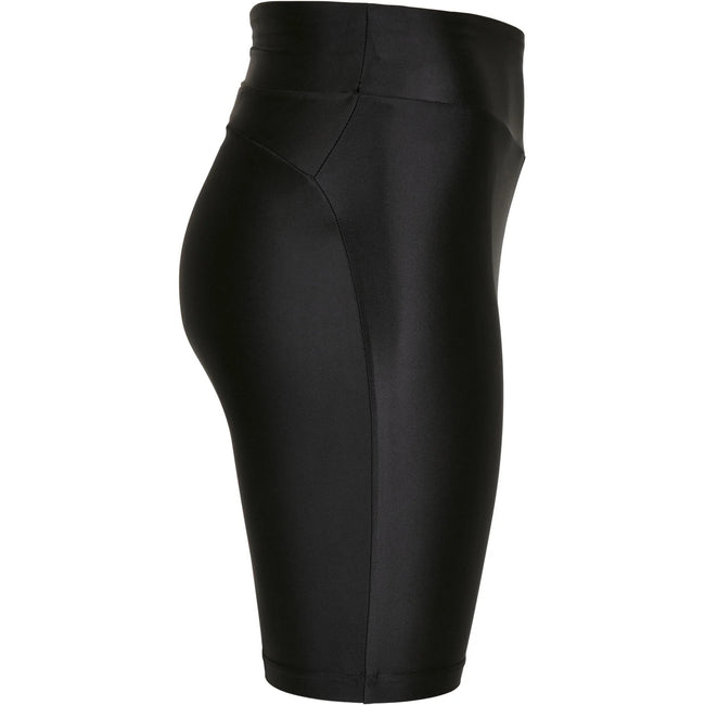 Black - Lifestyle - Urban Classics Womens-Ladies Metallic Shiny High Waist Cycling Shorts (Pack of 2)