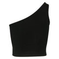 Black - Back - Urban Classics Womens-Ladies Asymmetric Cropped Top
