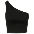Black - Front - Urban Classics Womens-Ladies Asymmetric Cropped Top