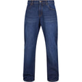 New Dark Blue Washed - Front - Urban Classics Mens Heavyweight Straight Jeans