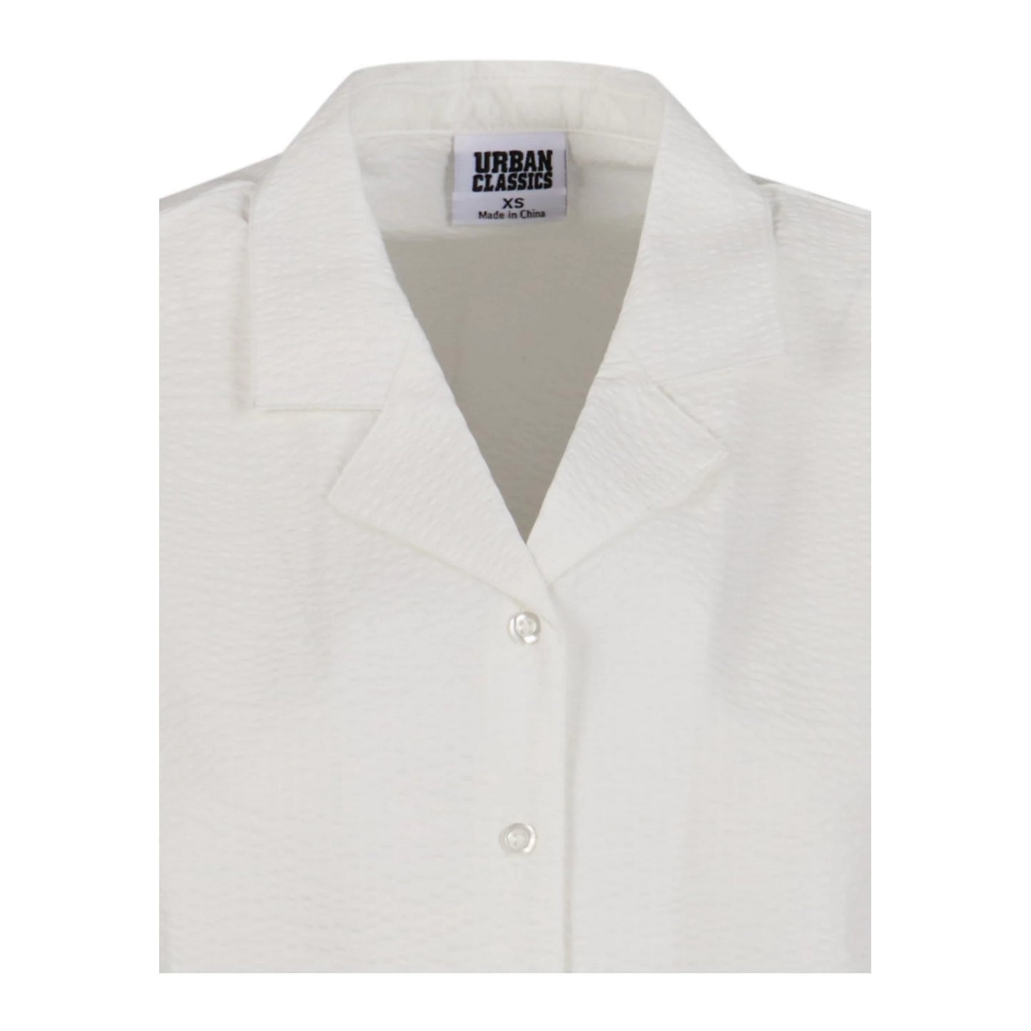 White - Side - Urban Classics Womens-Ladies Seersucker Shirt