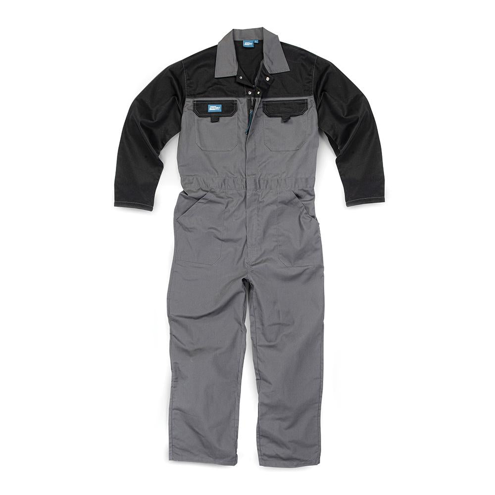 Grey-Black - Back - Tough Grit Unisex Adult Zip Front Overalls