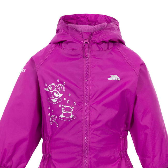 Purple Orchid - Side - Trespass Baby Unisex Dripdrop Padded Waterproof Rain Suit