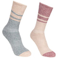 Spruce Green-Oatmeal - Front - Trespass Womens-Ladies Hadley Hiking Boot Socks (2 Pairs)