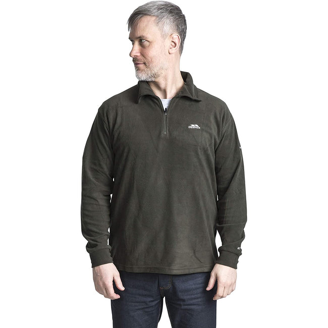 Olive - Back - Trespass Mens Masonville Half Zip Microfleece Top