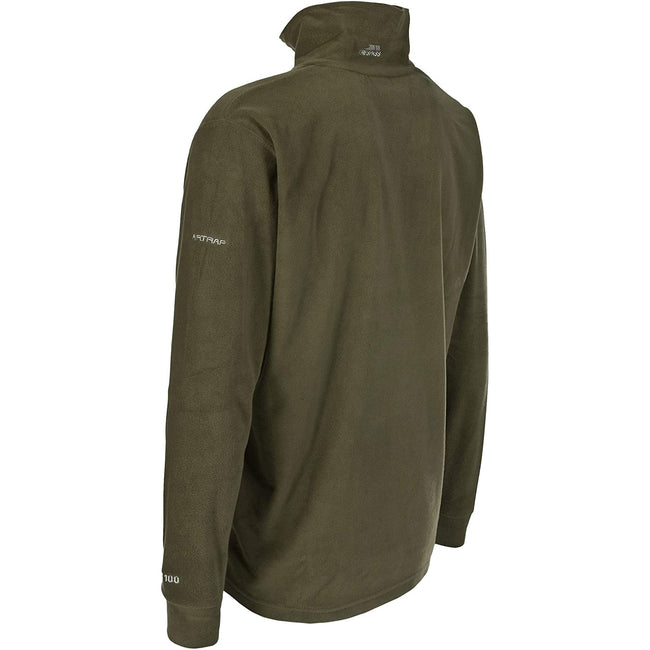 Olive - Close up - Trespass Mens Masonville Half Zip Microfleece Top