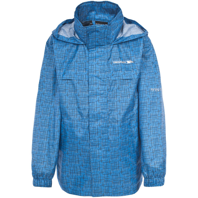 Cobalt Dash - Front - Trespass Childrens Unisex Totam Zip Up Packaway Waterproof Jacket