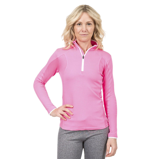 Hi-Vis Pink - Side - Trespass Womens-Ladies Ollog Half Zip Active Sports Top