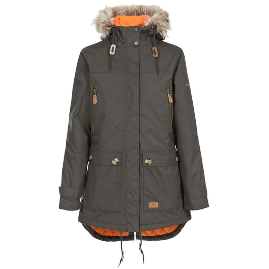 Dark Khaki - Front - Trespass Womens-Ladies Clea Waterproof Parka