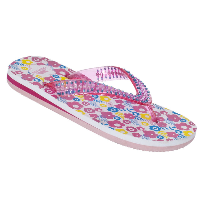 Floral Print - Front - Trespass Childrens Girls Eolas Flip Flops