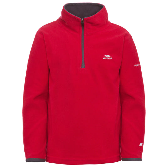 Red - Front - Trespass Childrens Boys Etto Half Zip Fleece Top