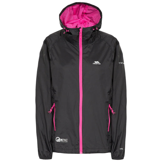 Black - Front - Trespass Womens-Ladies Qikpac Packaway Waterproof Jacket
