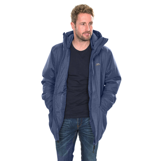 Navy Marl - Side - Trespass Mens Glover Waterproof Jacket