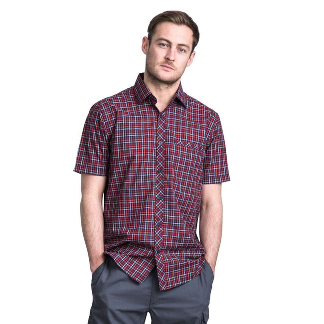 Prune Check - Back - Trespass Mens Baffin Short Sleeve Casual Shirt