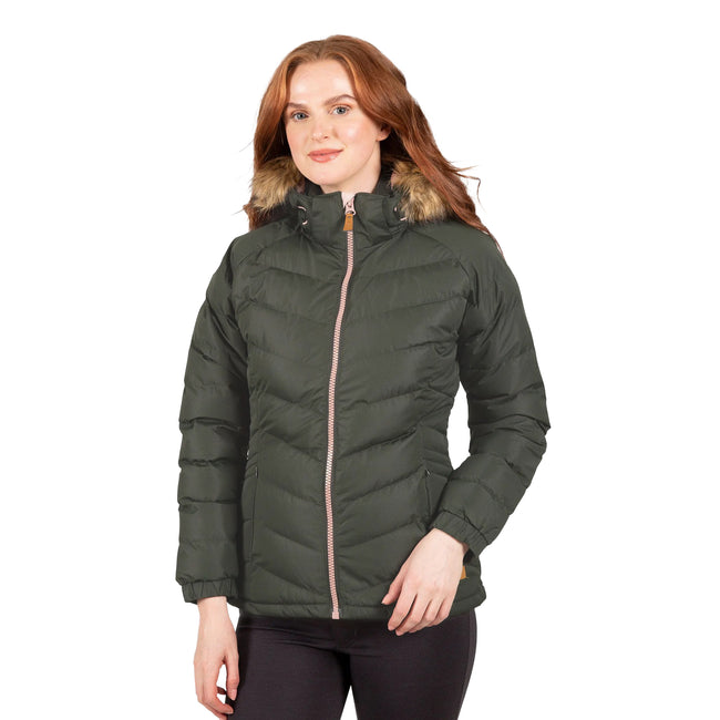 Olive - Side - Trespass Womens-Ladies Nadina Waterproof Padded Jacket