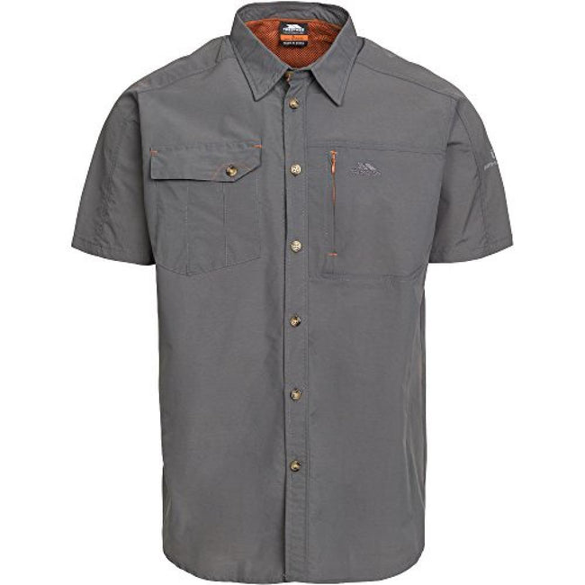 Carbon - Front - Trespass Mens Lowrel Short Sleeve Travel Shirt