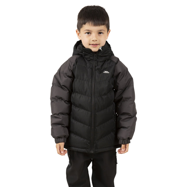 Black - Side - Trespass Childrens Boys Sidespin Waterproof Padded Jacket