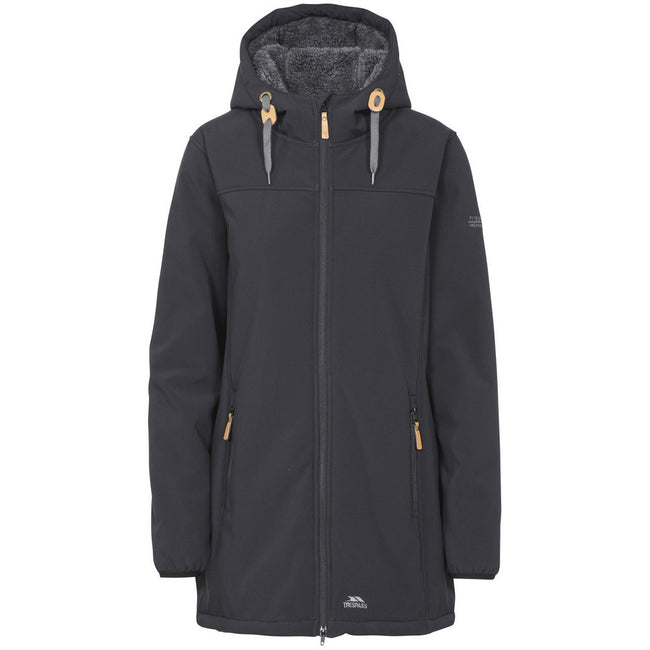 Black - Front - Trespass Womens-Ladies Kristen Longer Length Hooded Waterproof Jacket