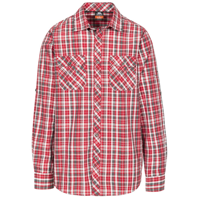 Red Check - Front - Trespass Mens Collector Check Shirt
