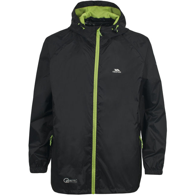 Black - Front - Trespass Unisex Adult Qikpac Waterproof Jacket