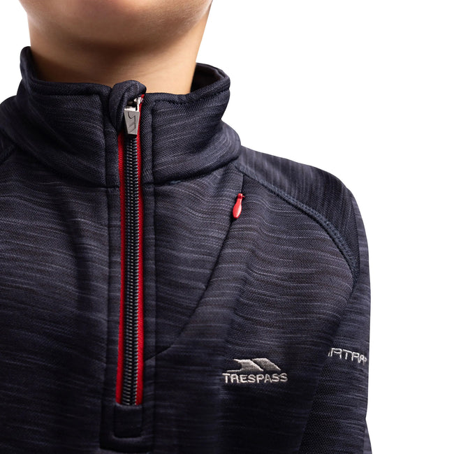 Navy Marl - Side - Trespass Childrens Boys Edvin Fleece Top