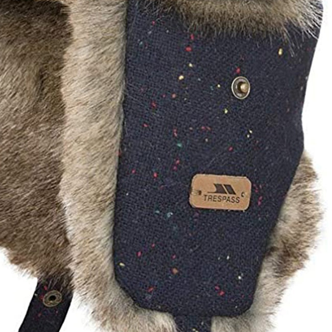 Navy Fleck - Side - Trespass Childrens-Kids Zazu Trapper Hat