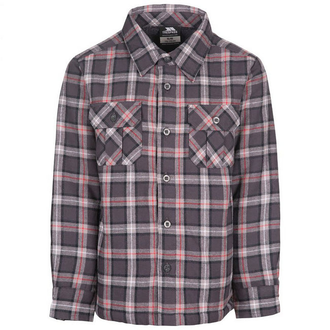 Dark Grey Check - Front - Trespass Childrens-Kids Average Long Sleeved Gingham Shirt