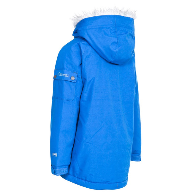 Blue - Back - Trespass Boys Holsey Hooded Parka Jacket