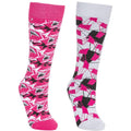 Platinum-Pink Lady - Front - Trespass Childrens-Kids Rockies Ski Socks (Pack Of 2)