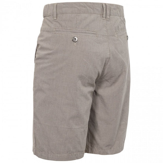 Oatmeal Check - Side - Trespass Mens Miner Travel Shorts