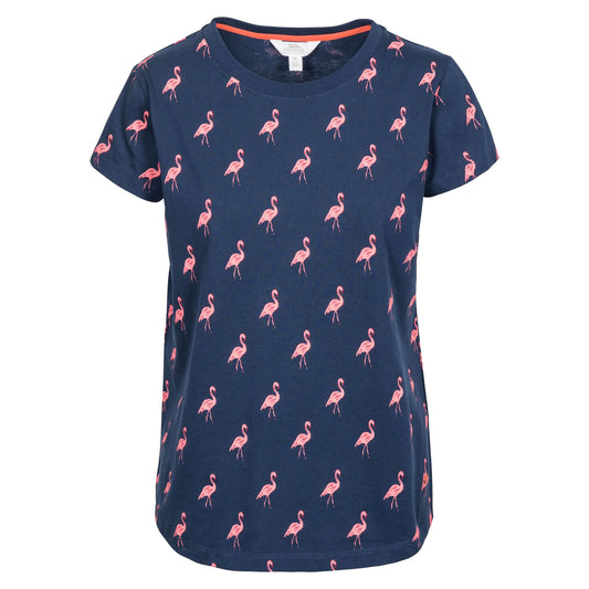 Navy Flamingo - Front - Trespass Womens Carolyn Short Sleeved Patterned T Shirt