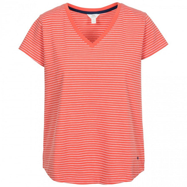 Peach Stripe - Front - Trespass Womens Konnie V Neck T Shirt